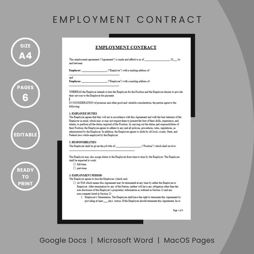 Employment contract template - contract,